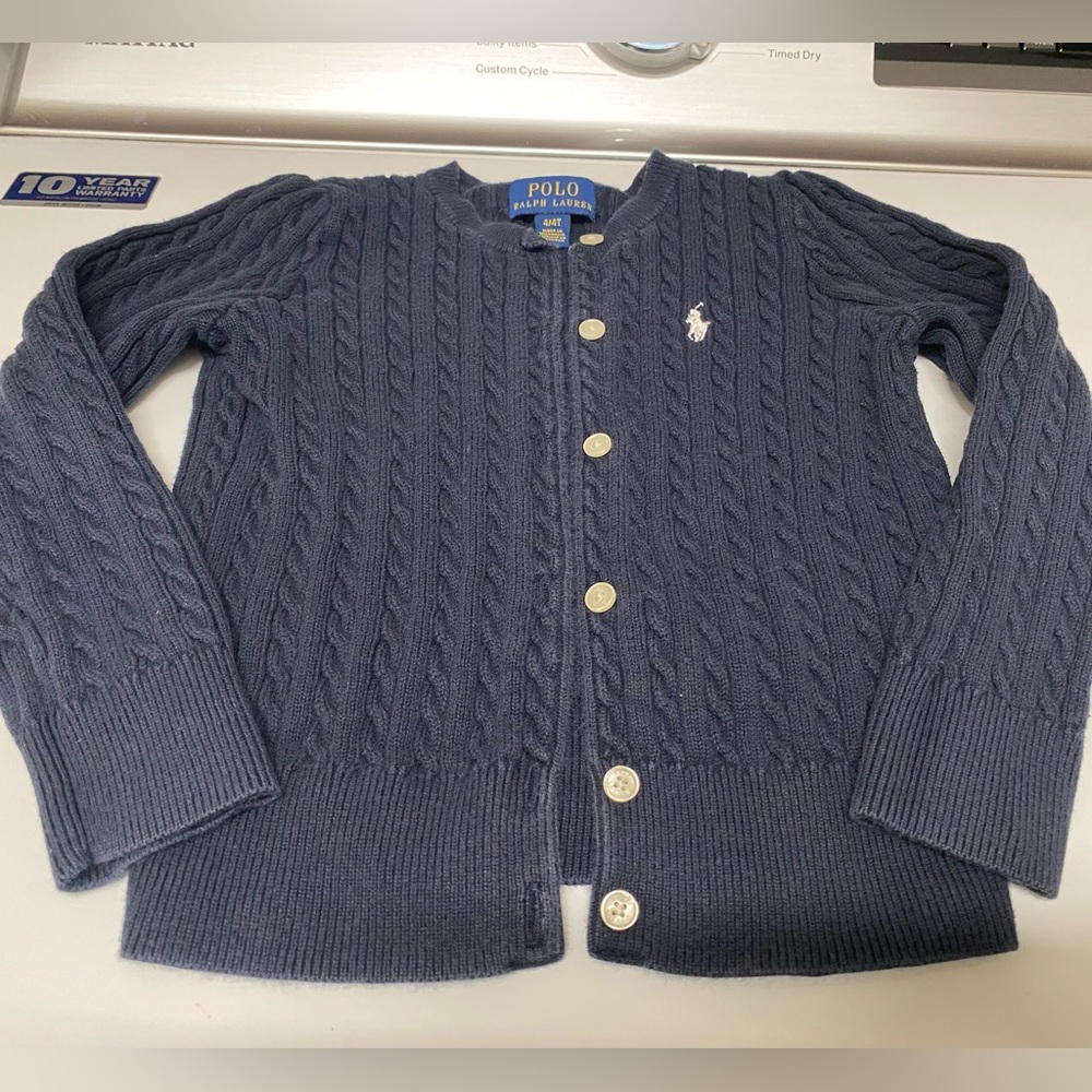 Girls Navy Cable-knit Cardigan
